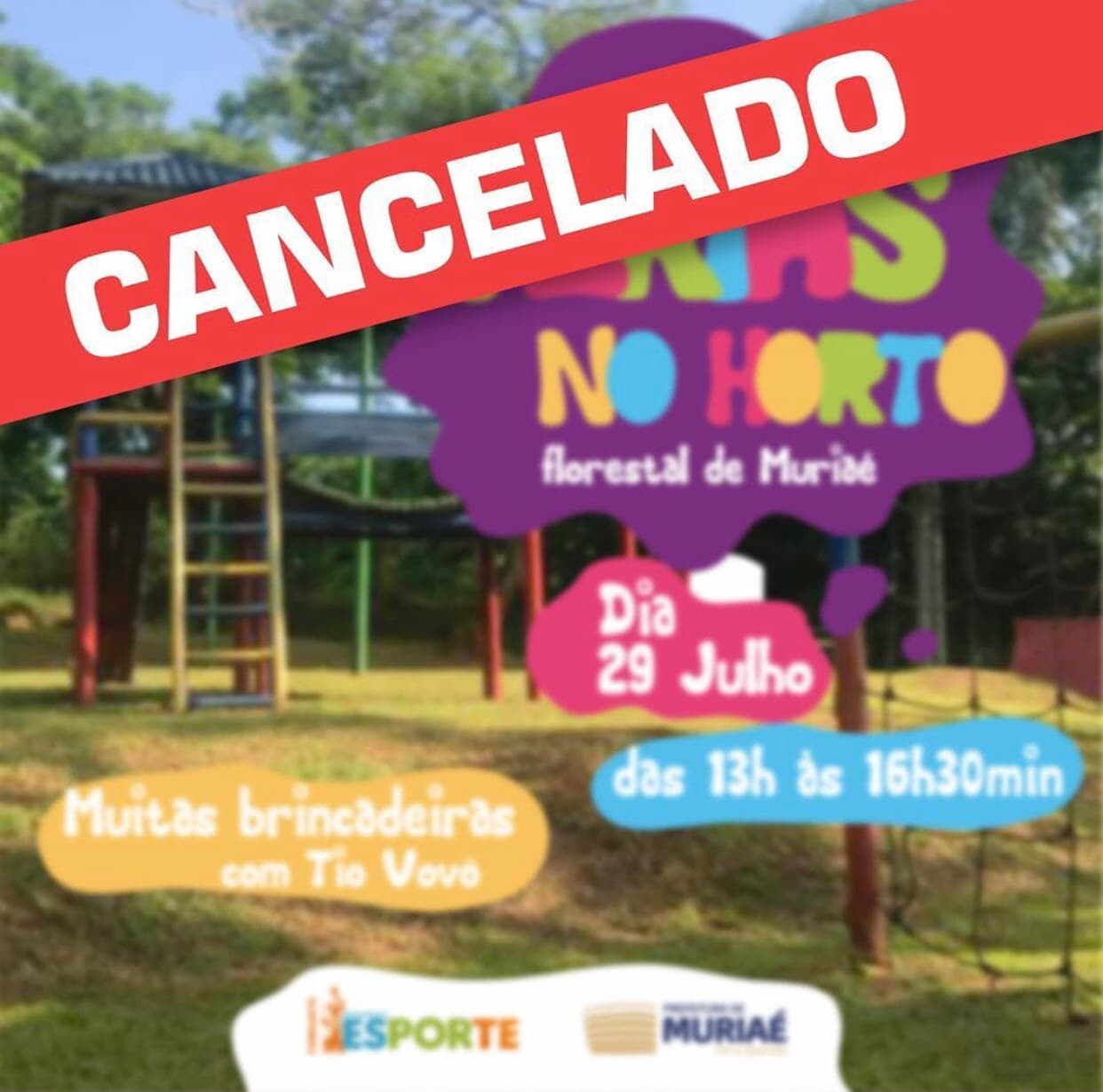 O evento “Férias no Horto” foi cancelado!!